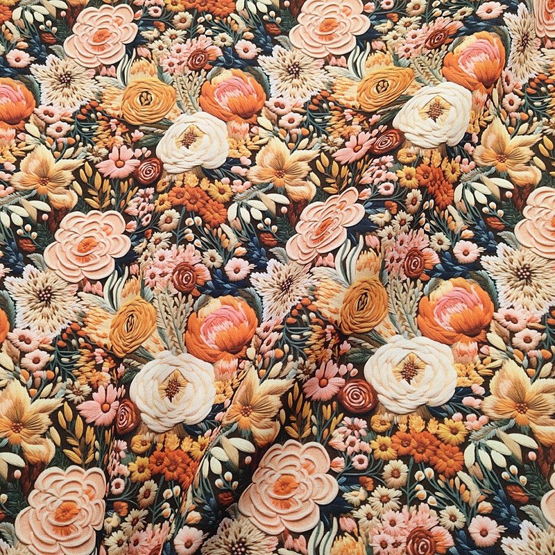 3D imitation embroidery digital print TC fabric polyester cotton flower designer sewing quilting DIY material textile
