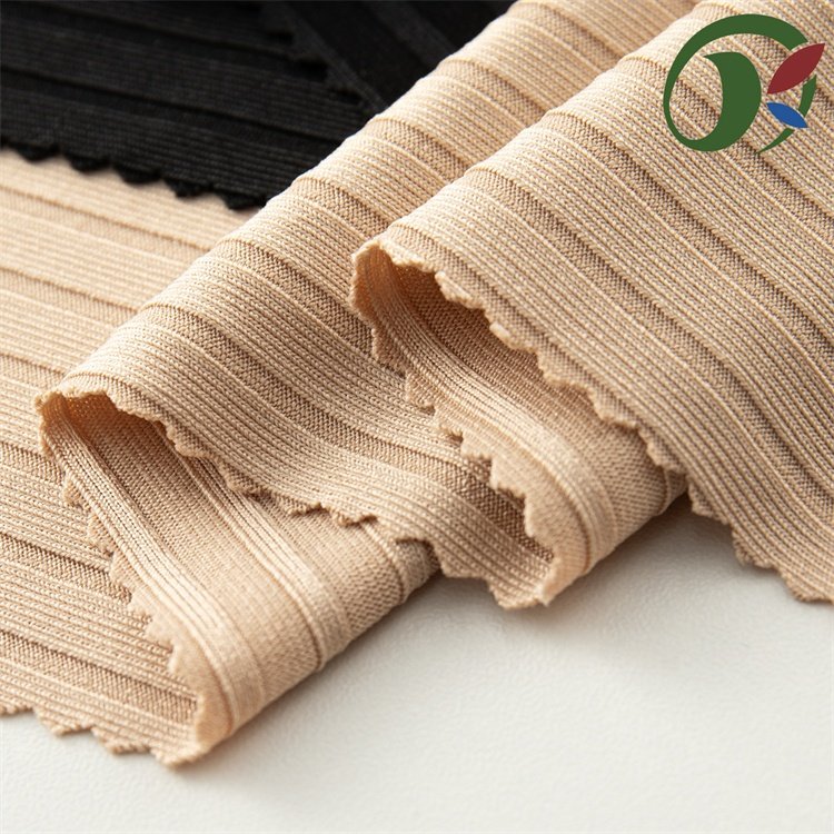 Wholesale 95% Polyester And 5% Spandex Rib Striped Knit Fabric Stock customized Textile Suitable for spring and summer clothing
