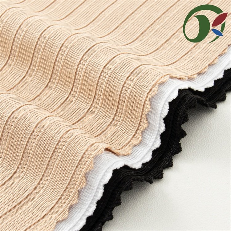 Wholesale 95% Polyester And 5% Spandex Rib Striped Knit Fabric Stock customized Textile Suitable for spring and summer clothing