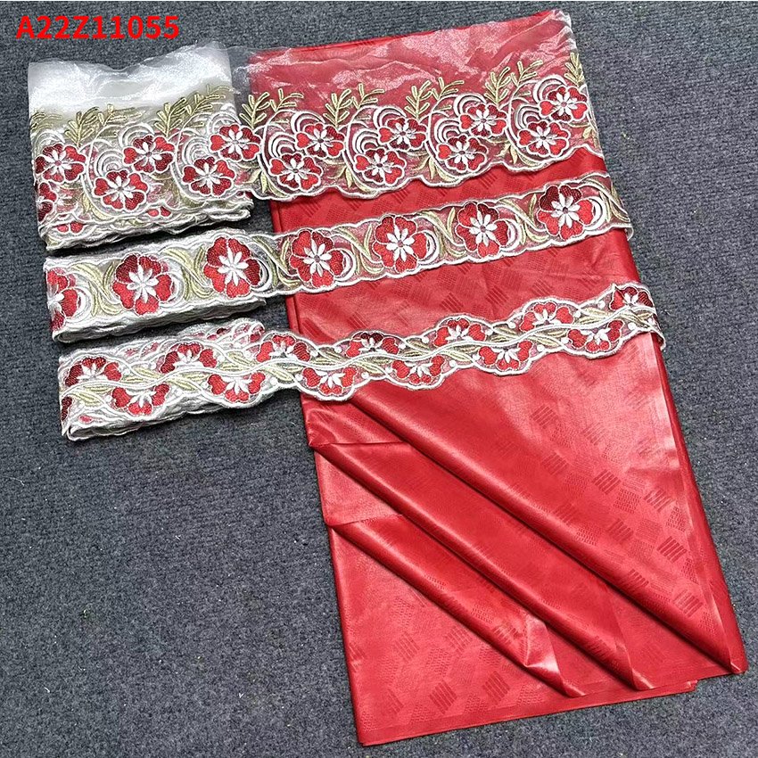 purple fabric african Bazin Embroidery Making party lace fabric 2023 organza jacquard women african dress
