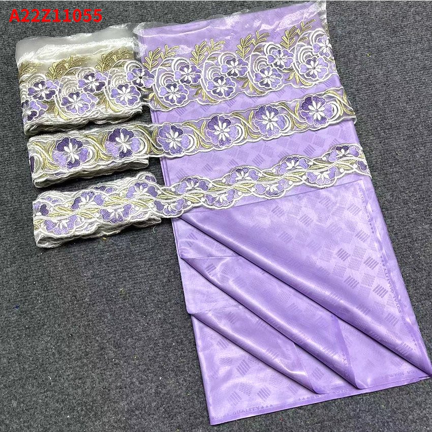 purple fabric african Bazin Embroidery Making party lace fabric 2023 organza jacquard women african dress