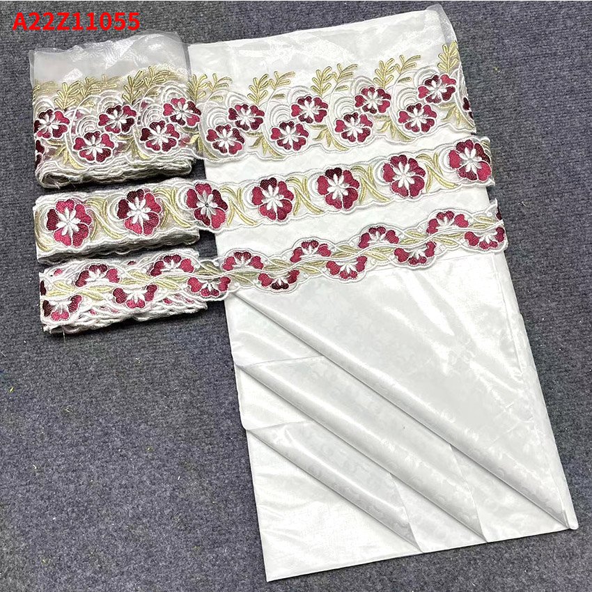 purple fabric african Bazin Embroidery Making party lace fabric 2023 organza jacquard women african dress