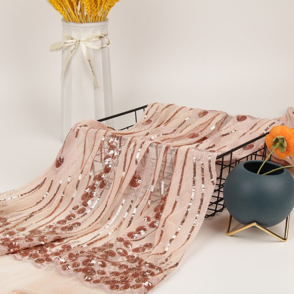 china organza embroidery fabric, competitive price sequin evening dresses fabric/