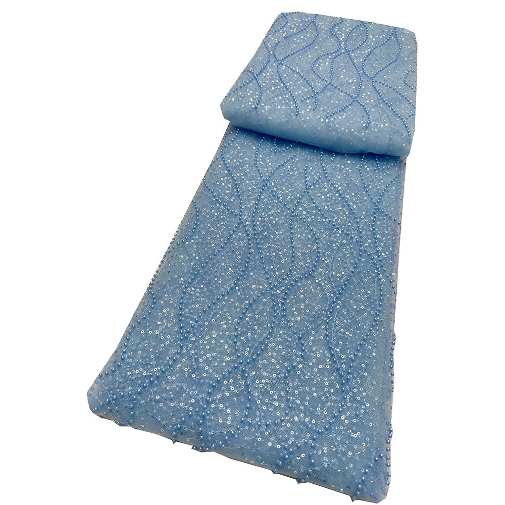 NI.AI Tulle Net African Lace Fabric Beaded Lace 2024 Nigeria Sequin Net Fabric with Pearl for Wedding Evening Dress