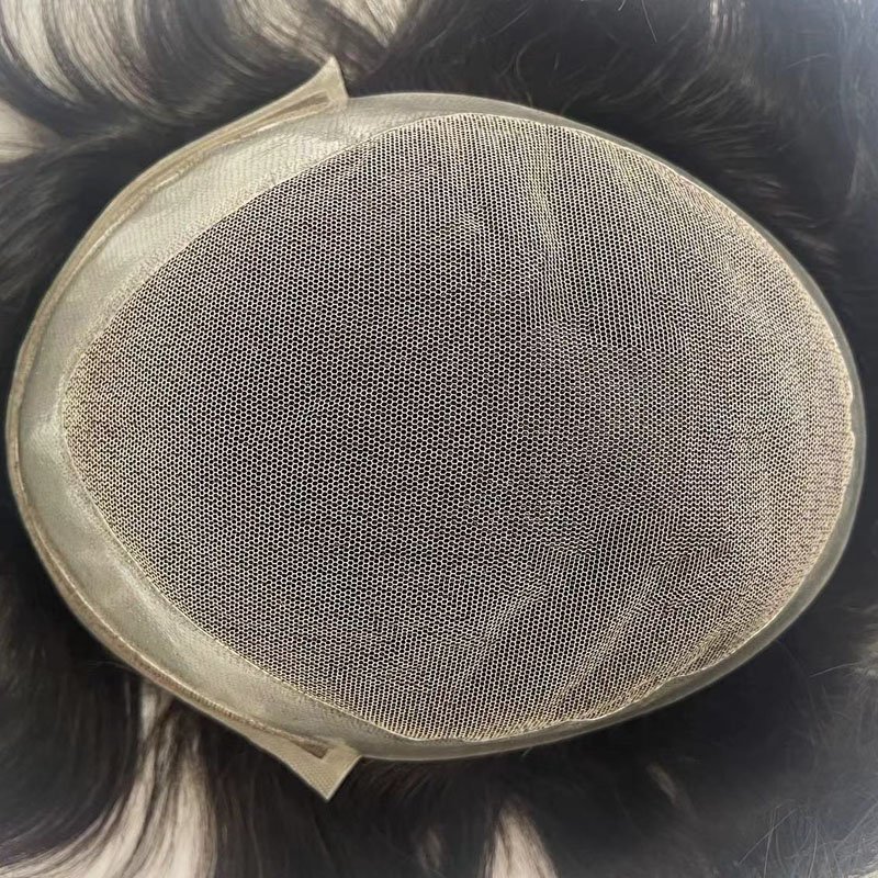 Mens Wig Handsome Male Hairpiece 100% real indian human hair lace front and pu around base Toupee for Men Daily Party Use