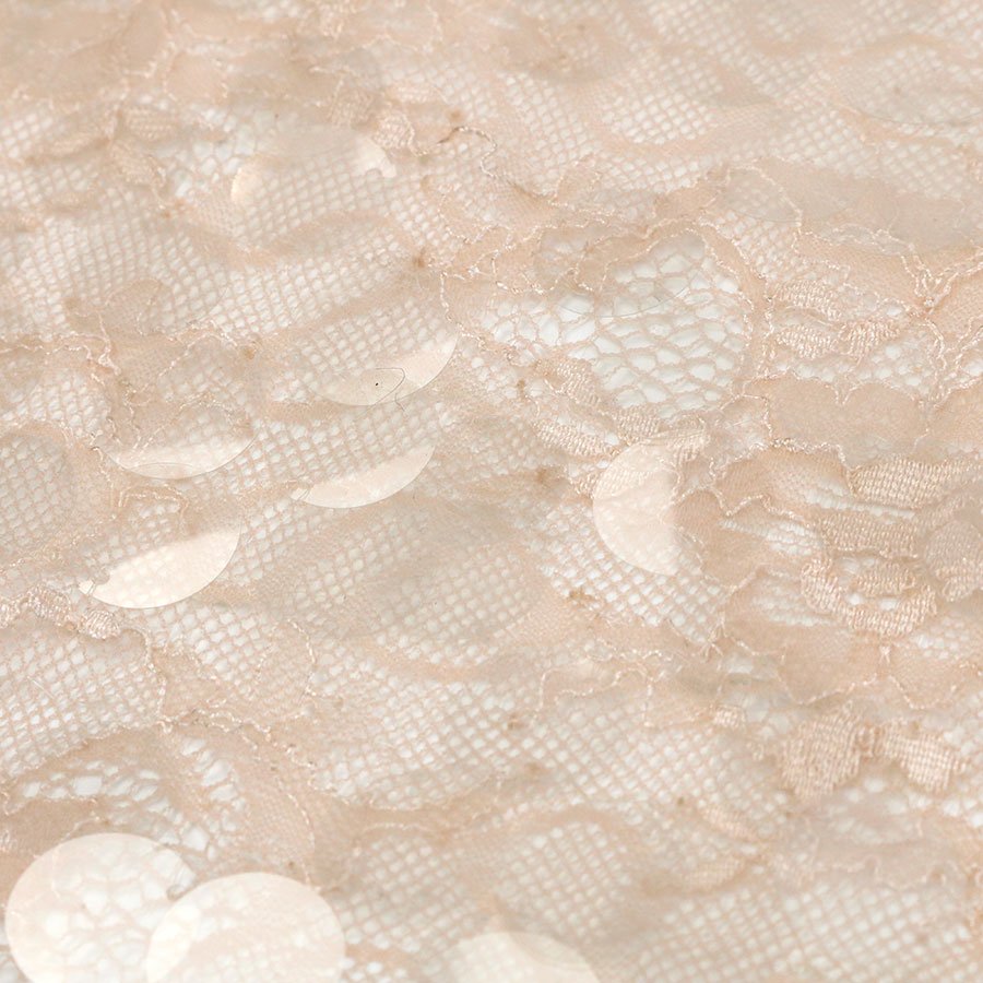 Light 18mm Large Spangle Embroidery Nylon Lace Ground Transparent Sequin Fabric for Wedding Dress Bridal Gown