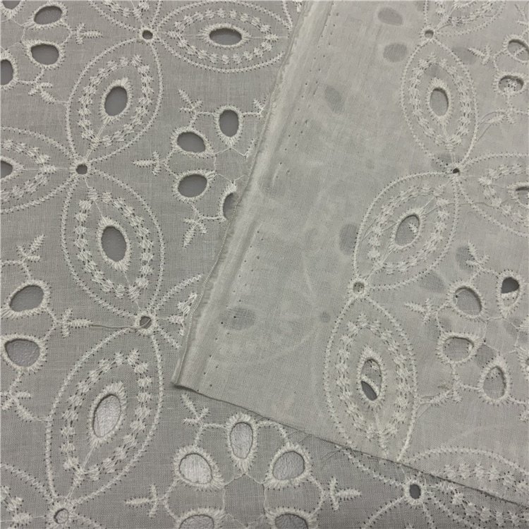 New design white organic 100 cotton floral lace eyelet embroidery guipure lace fabric with holes