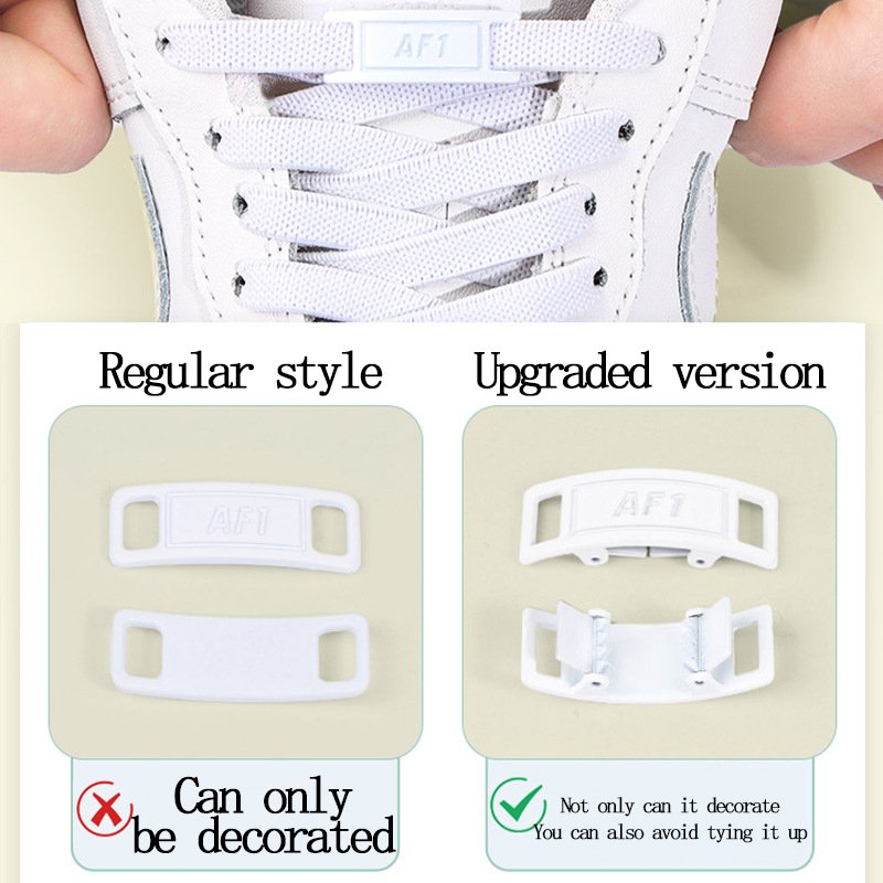AF1Shoestring Shoe Strings Elastic Sneaker Lace with lock buckle Lazy Shoelace 8MM Wide Flat No Tie Printed Shoelaces