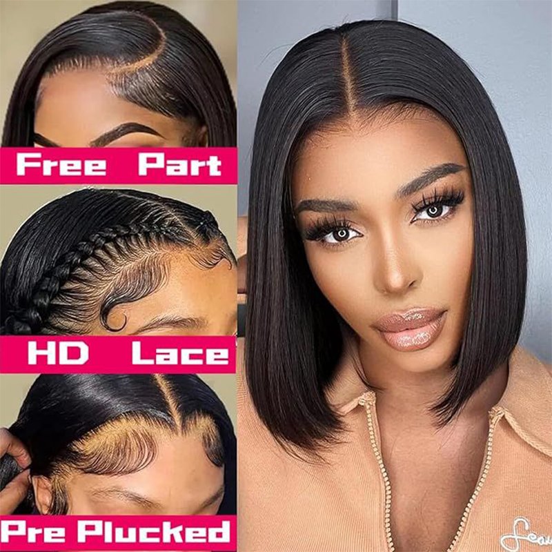 13X4 13X6 Hd Lace Frontal Wig Bob, Short Straight Bob Wigs,Double Drawn Human Hair Vietnamese Bob Wigs