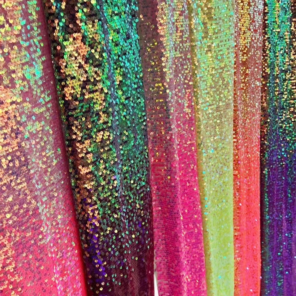 wholesale Multi color 3D lace fabric, lots stock 5mm sequin sheer embroidery fabric for decoration wedding/