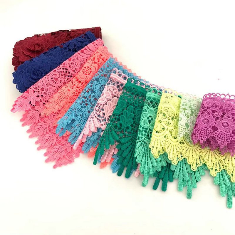 Factory directly custom made embroidery design lace water soluble chemical polyester lace