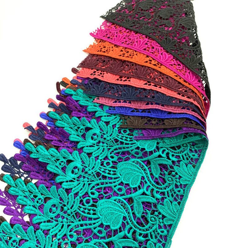 Factory directly custom made embroidery design lace water soluble chemical polyester lace