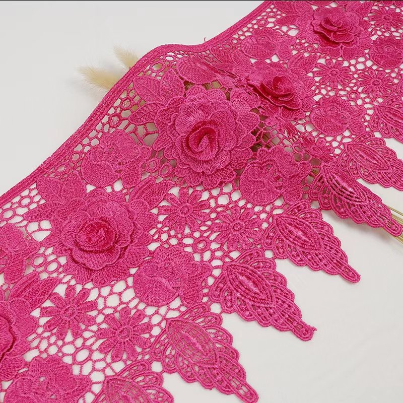 Factory directly custom made embroidery design lace water soluble chemical polyester lace