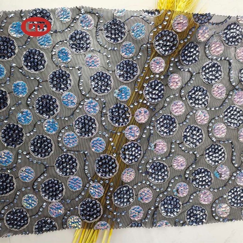 2021 China high quality tulle lace with sequin embroidery fabric