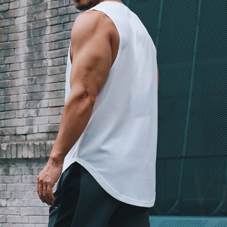 Custom Logo Quick Drying Sleeveless T-Shirt Gym Wear Polyester Tank Top Men Gym Shirts Men'S Tank Tops