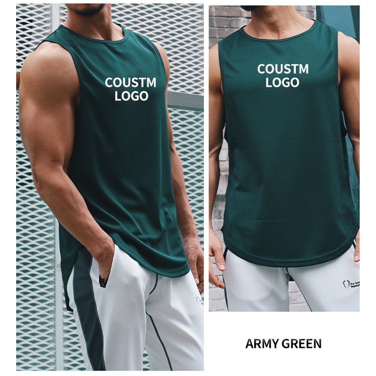 Custom Logo Quick Drying Sleeveless T-Shirt Gym Wear Polyester Tank Top Men Gym Shirts Men'S Tank Tops