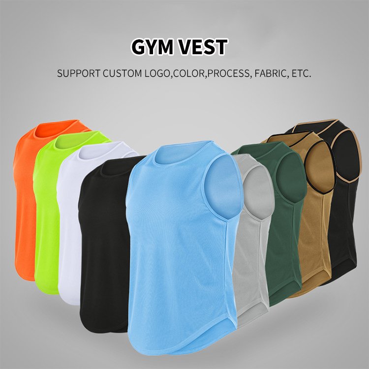 Custom Logo Quick Drying Sleeveless T-Shirt Gym Wear Polyester Tank Top Men Gym Shirts Men'S Tank Tops