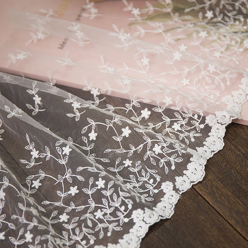 White Mesh Lace Trimming Garment Diy Embroidery Handmade Fabric Lace For Bridal Wedding Dress