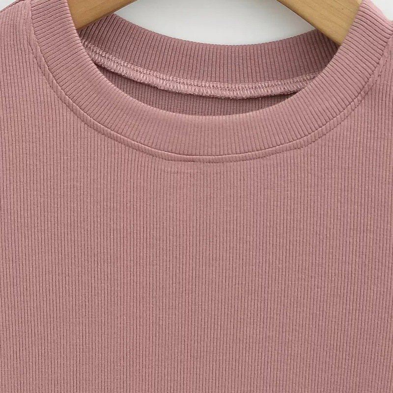 High Quality Custom Cotton T-shirt for Lady's Woman Women's Sexy Round Neck with Skims Solid Basic Rib Tops white black blank
