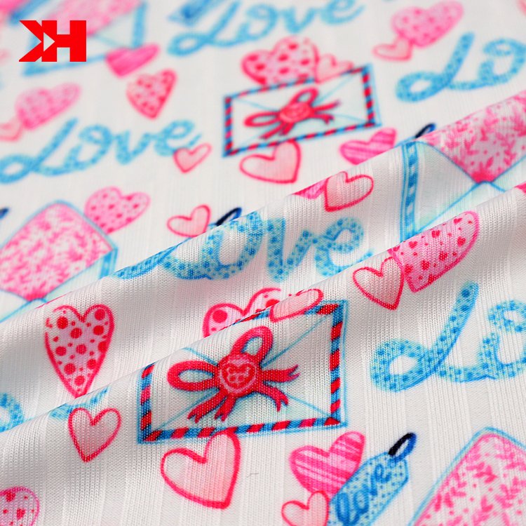 Kahn wholesale custom printing 97 polyester 3 spandex polyester elastane fabric rib knit material