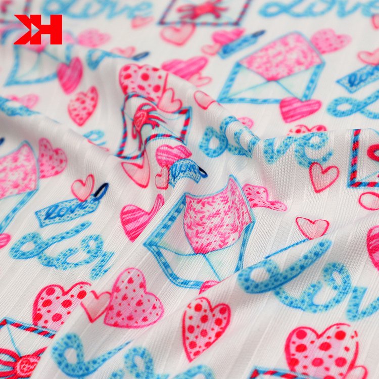 Kahn wholesale custom printing 97 polyester 3 spandex polyester elastane fabric rib knit material
