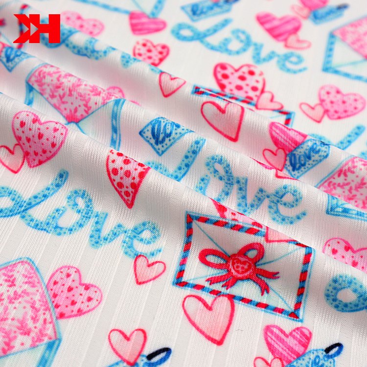 Kahn wholesale custom printing 97 polyester 3 spandex polyester elastane fabric rib knit material