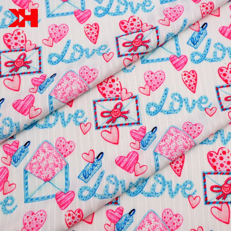 Kahn wholesale custom printing 97 polyester 3 spandex polyester elastane fabric rib knit material