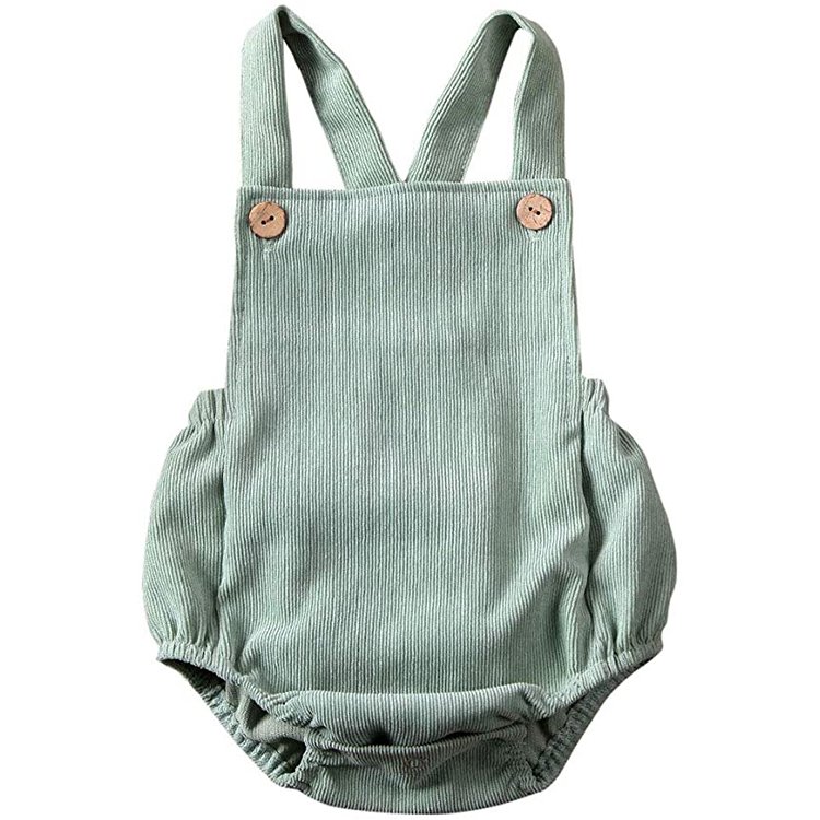 High Quality Newborn Baby Girl Backless Ribbed Suspender Buttons Bodysuit Bubble Romper