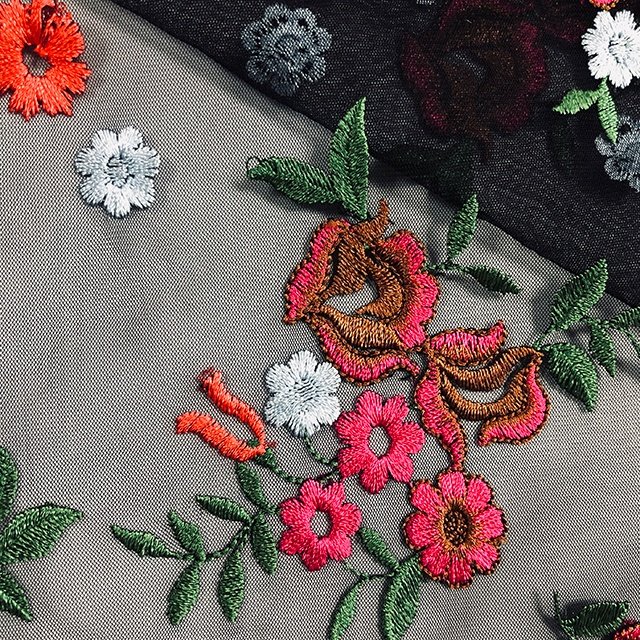 HA-13554 New fashionable flower custom color tulle mesh embroidered fabrics