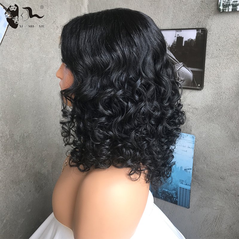Human Hair Mixed Synthetic Lace Wig Deep Body Wave Hair Wigs with 4*4*1 Lace Closure Middle Part 20 Inches Wholesale