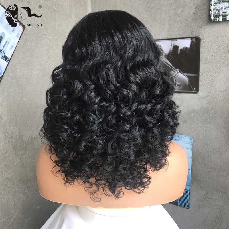 Human Hair Mixed Synthetic Lace Wig Deep Body Wave Hair Wigs with 4*4*1 Lace Closure Middle Part 20 Inches Wholesale
