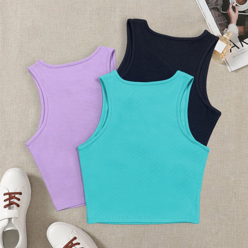 New summer ribbed hollow out casual sleeveless knit slim vest sexy crop top women's tank tops