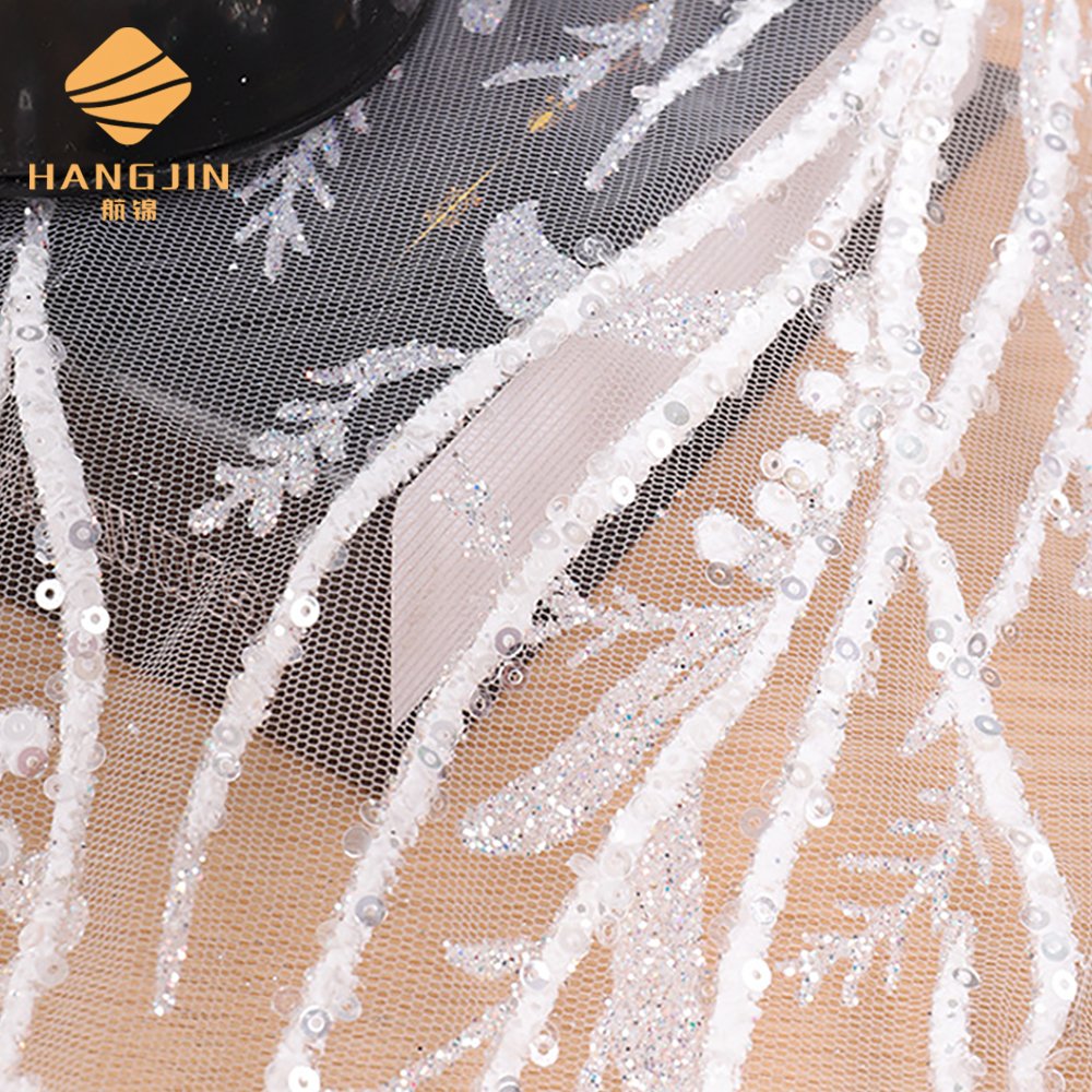 glitter tulle mesh with sequins bridal lace fabric for veils wedding dress white wedding fabric 3D glitter foam tulle lace