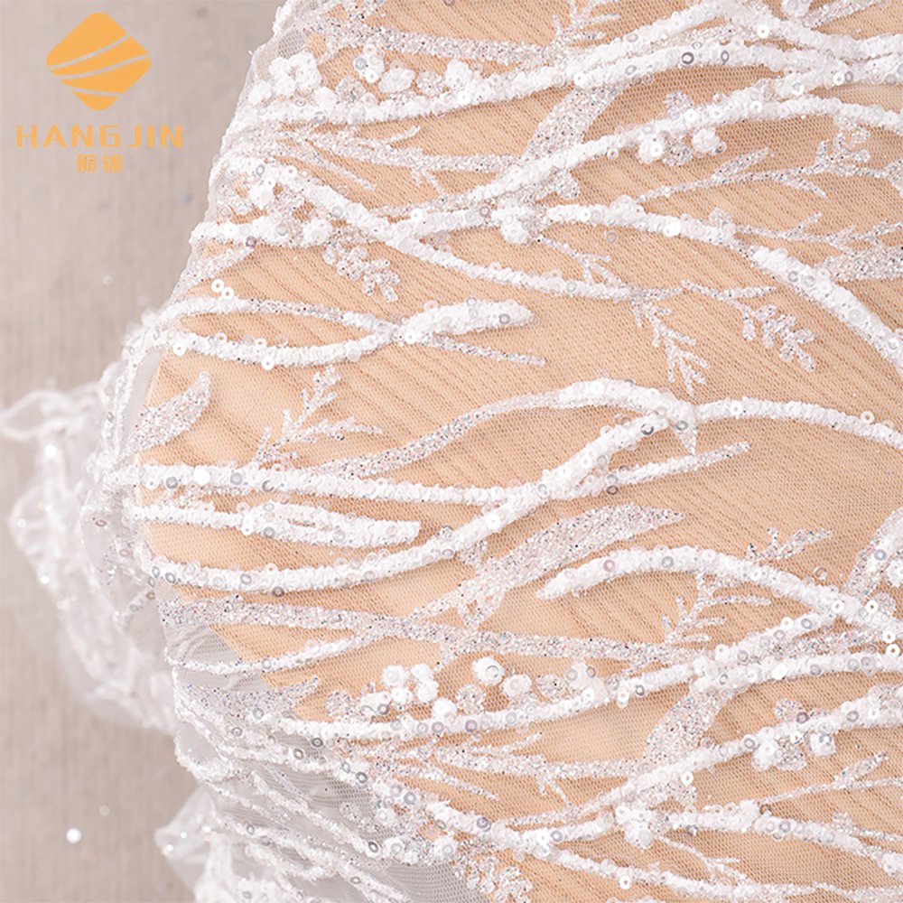 glitter tulle mesh with sequins bridal lace fabric for veils wedding dress white wedding fabric 3D glitter foam tulle lace