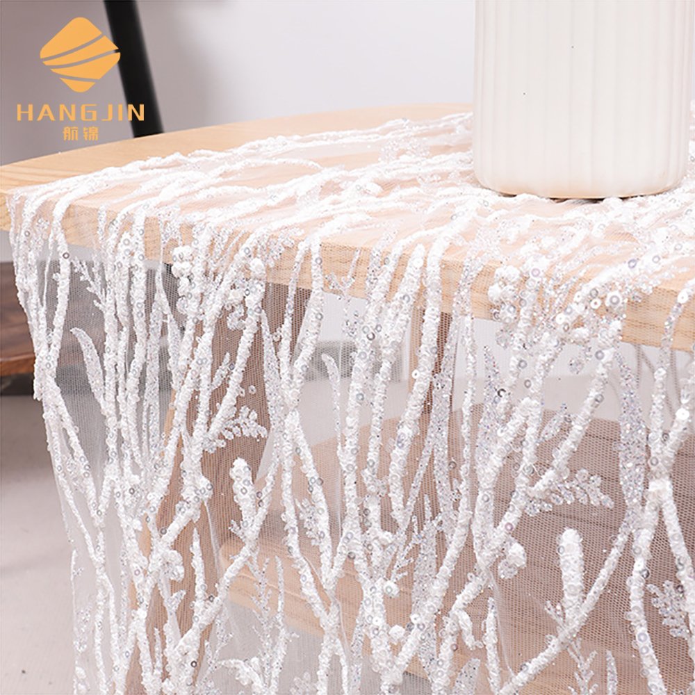 glitter tulle mesh with sequins bridal lace fabric for veils wedding dress white wedding fabric 3D glitter foam tulle lace