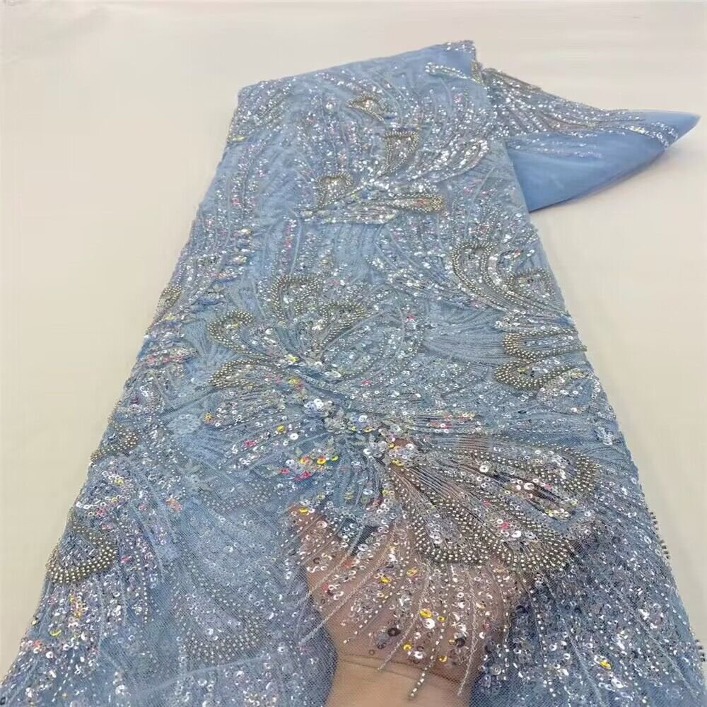 golden supplier sequins embroidery fabric for party dress, high-end wedding lace fabric for party/