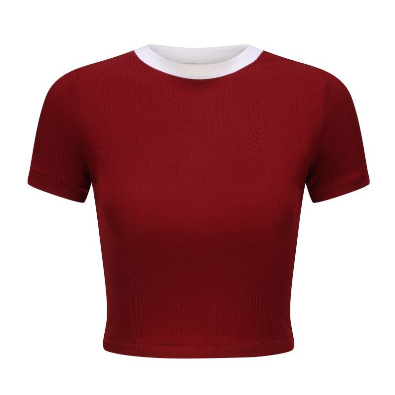 New design comfortable fit lightweight Soft ribbed round neck slim fit shoulder short sleeved T-shirt