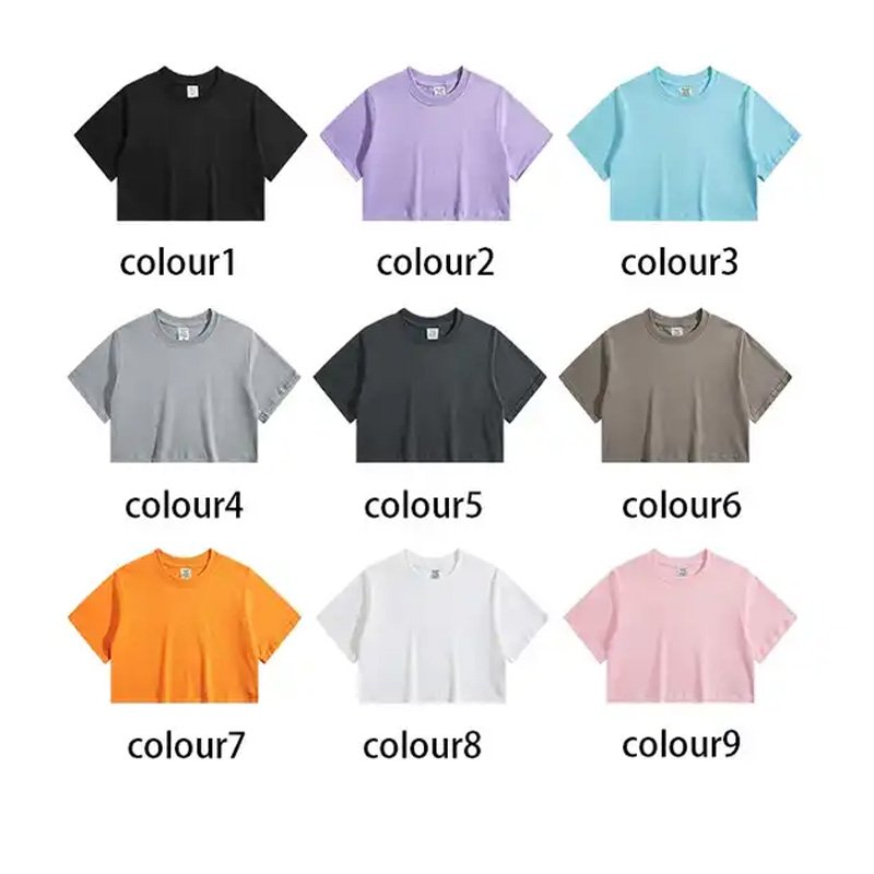 Wholesale Custom Cotton Sexy Casual Acid Wash Print Short Navel Cropped Crop Tops For Women Crop Top T shirt