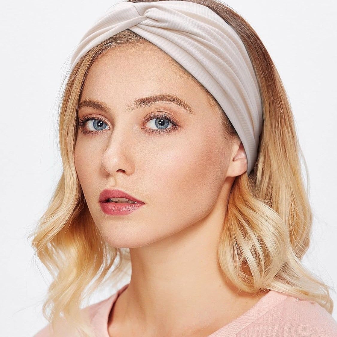 Solid Color Soft Elastic Stretchy Hair Band Sport Yoga Women Wide Twist Knotted Cross Knit Ribbed Headband