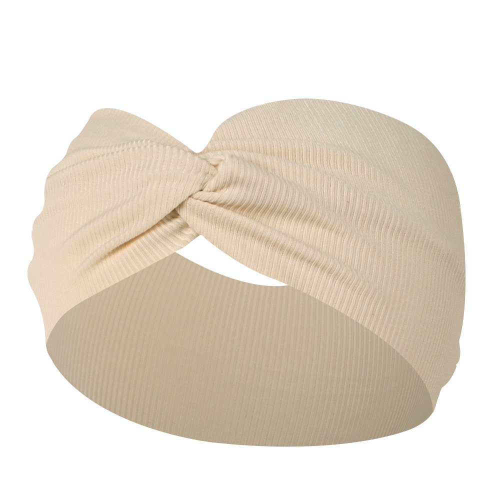 Solid Color Soft Elastic Stretchy Hair Band Sport Yoga Women Wide Twist Knotted Cross Knit Ribbed Headband