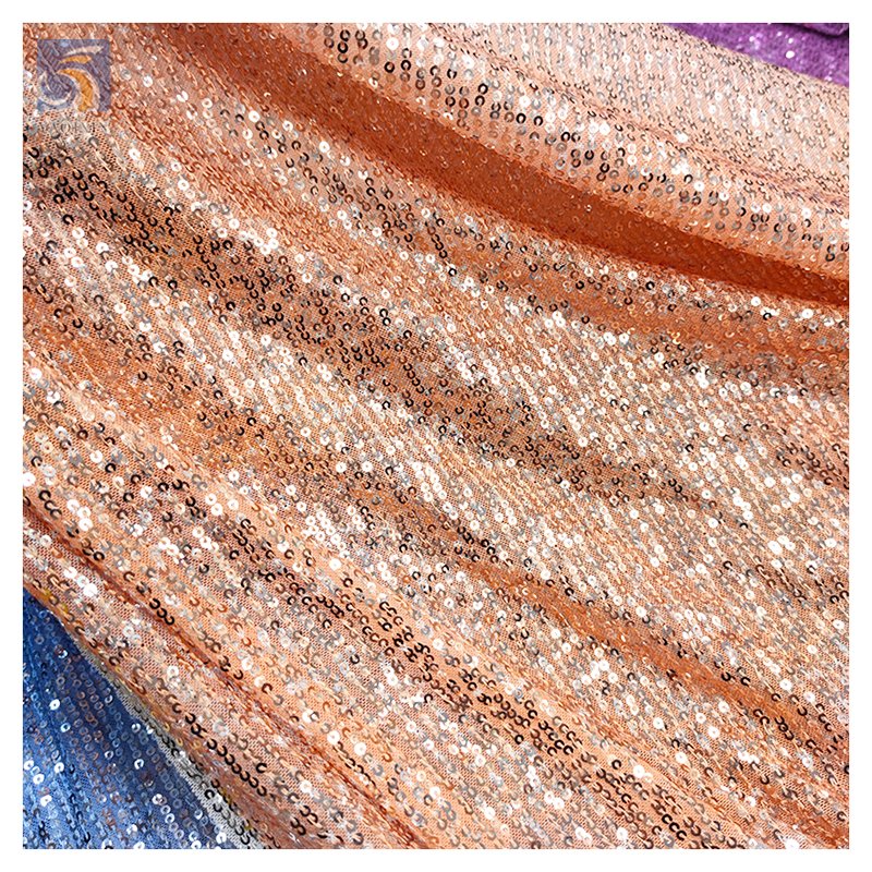 Latest 2024 Digital Print Rainbow Gradient Ombre Sequin Fabric Mesh Stripe Embroidery Glitter Sequin Fabric