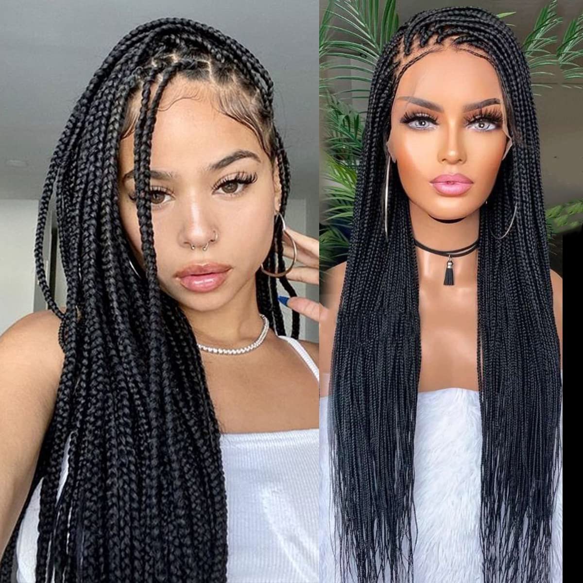 Jennifer Wholesale New Style Synthetic Cornrow Glueless Knotless Vendors Ful Lace Front Box Braided Wigs With Baby Hair