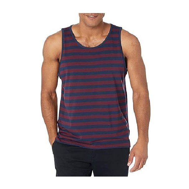 New available top quality striped color 100% cotton sleeve less round neck men's tank top from Bangladesh best price