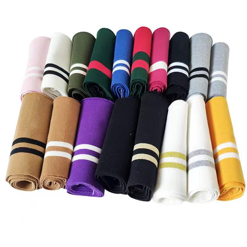 Custom Polyester Flat Knitting Solid Color Cuff and Collar POLO Knitting Rib collar t shirt rib collar cuff