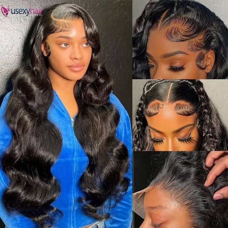 180 Density Virgin Human hair Lace Frontal Wigs Raw Vietnamese Hair Body Wave Ombre Color Pre Plucked HD Lace Frontal Wig