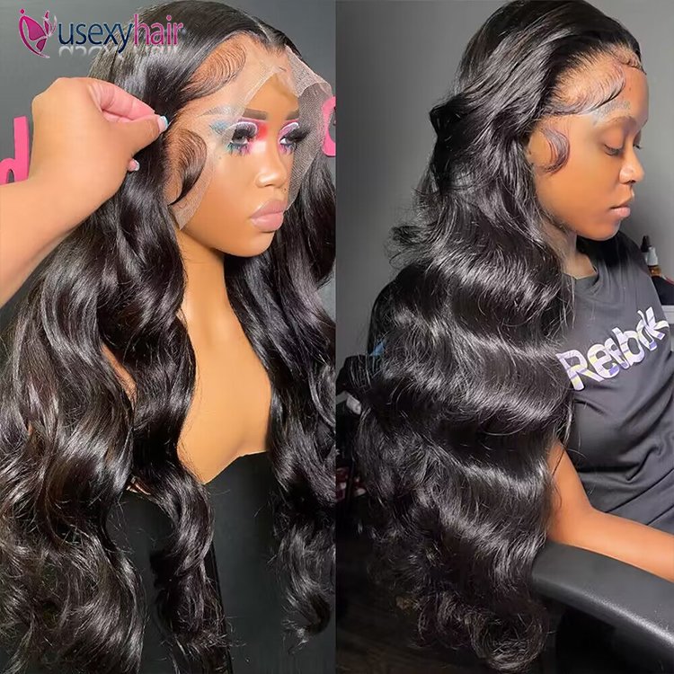180 Density Virgin Human hair Lace Frontal Wigs Raw Vietnamese Hair Body Wave Ombre Color Pre Plucked HD Lace Frontal Wig