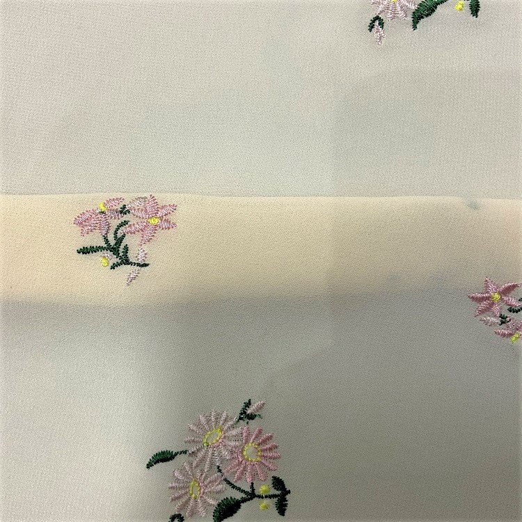 Low MOQ fancy embroidered polyester chiffon plain embroidery fabric for summer dress