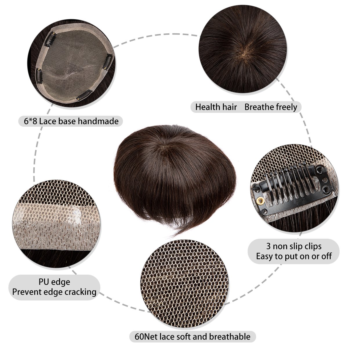 BLT High Quality Full French Lace Base four pieces Clip In human Hair extensions Natural black Remy Human Hair Toupee for Men
