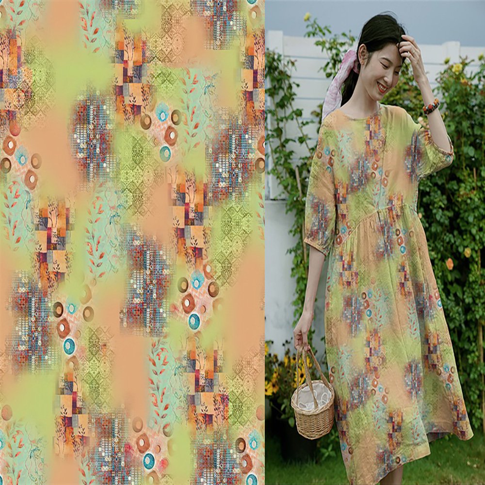 2024 Ramie Print Fabric Suitable for summer and spring shirts and dress