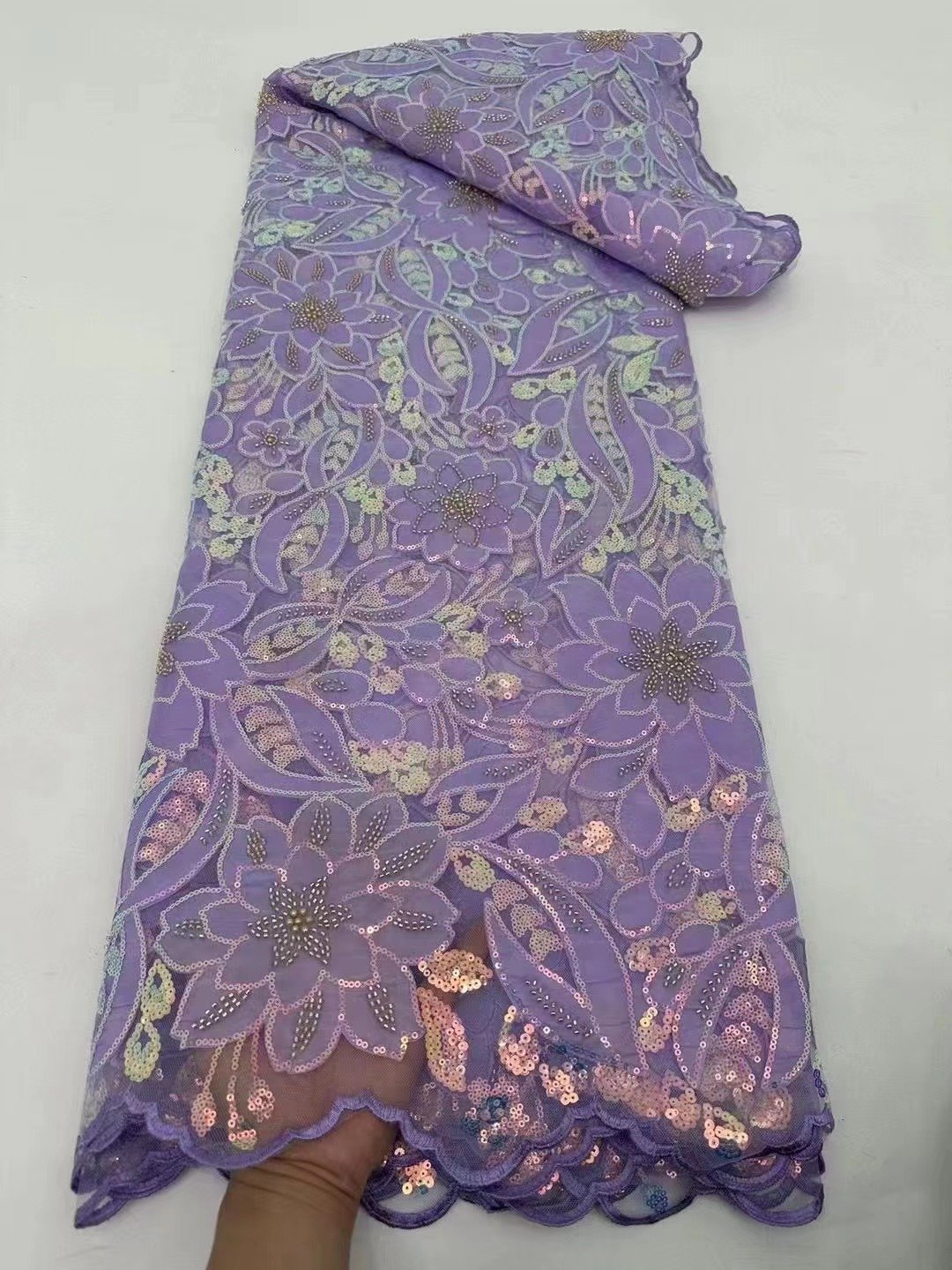 textile embroidered lace for wedding dress china sequined embroidery fabric for african bridal dress